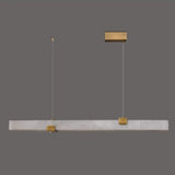 Minimalist Alabaster Slim Linear Pendant Island Light Image - 4