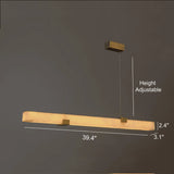 Minimalist Alabaster Slim Linear Pendant Island Light #size
