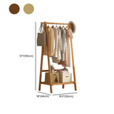 Minimalist Bamboo Brown Storage Garment Rack with Shelves #size