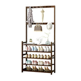 Minimalist Bamboo Garment Coat Rack with Shelves and Hooks Image - 20