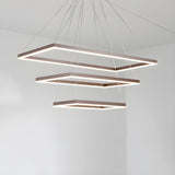 Minimalist Bedroom Layered Rectangle LED Pendant Chandelier Image - 11