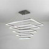 Minimalist Bedroom Layered Rectangle LED Pendant Chandelier Image - 16