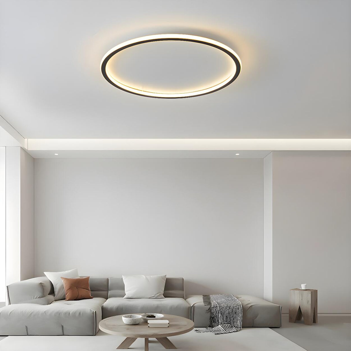 Minimalist Black Circle LED Flush Mount Ceiling Light Image - 1