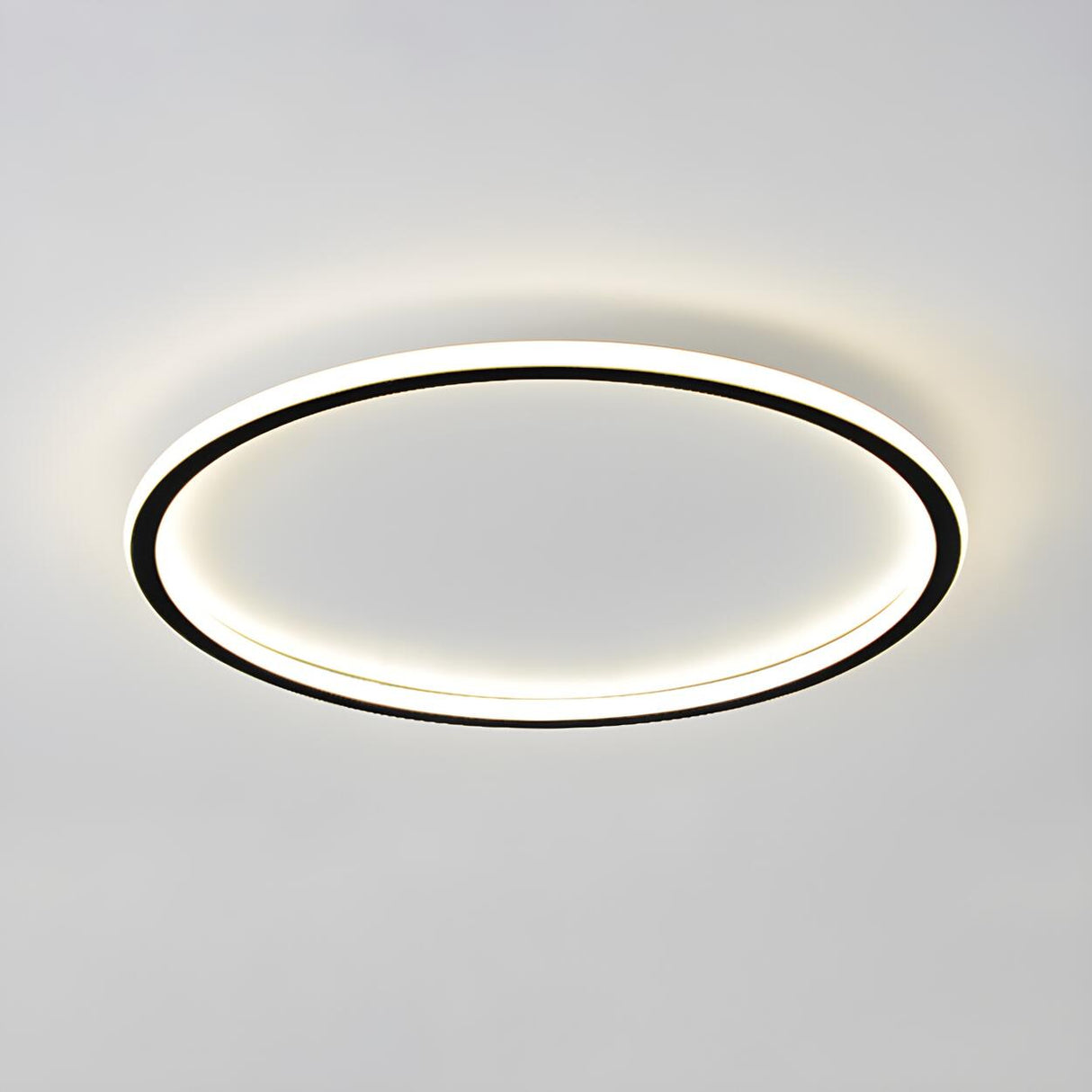 Minimalist Black Circle LED Flush Mount Ceiling Light Image - 3