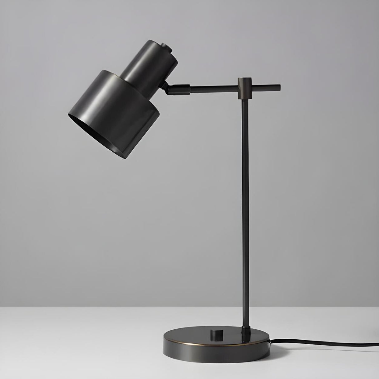 Minimalist Black Copper Geometric Bedside Table Lamp Image - 7