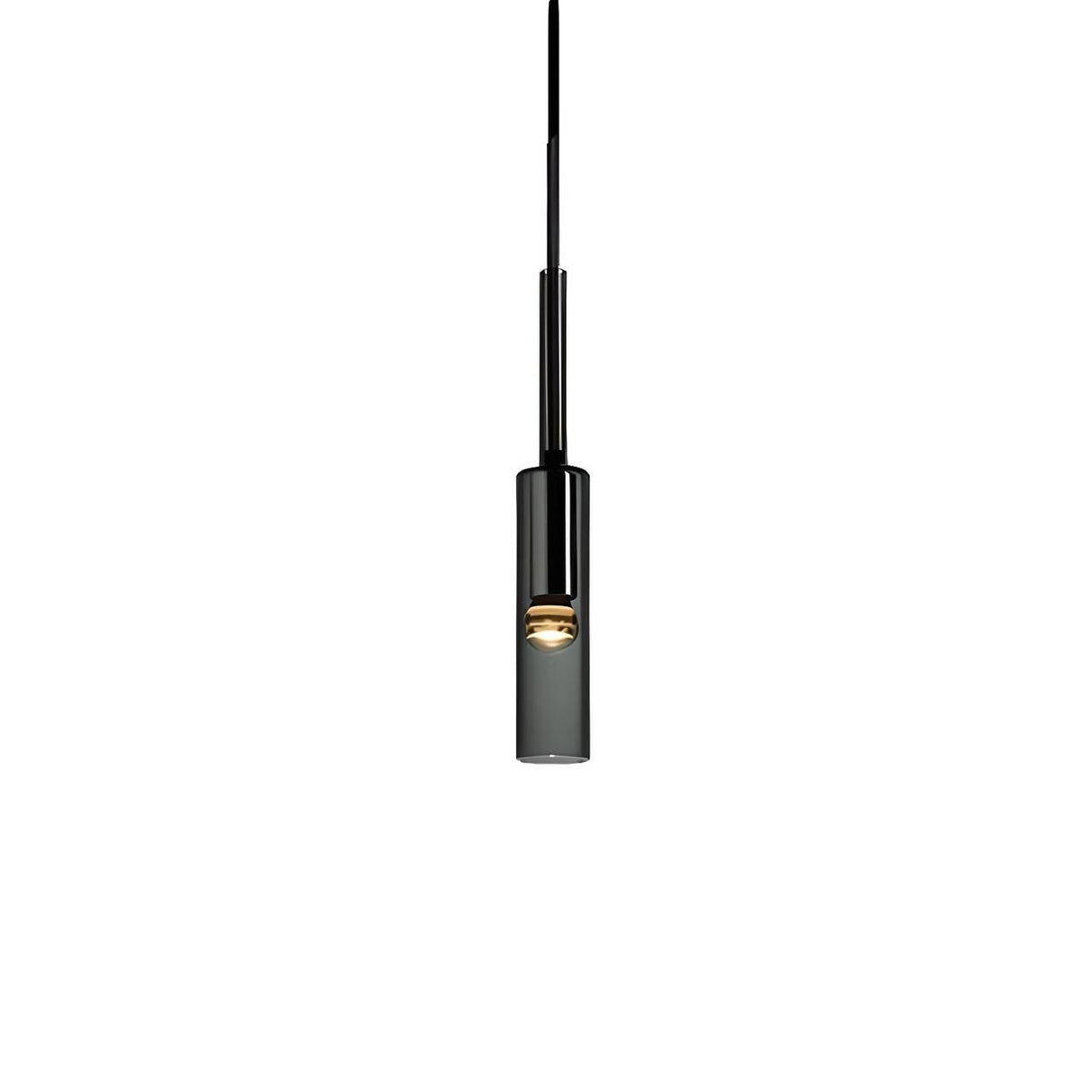 Minimalist Black Crystal Slim Cylinder Bedroom Pendant Light Image - 5