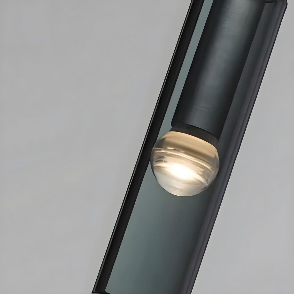 Minimalist Black Crystal Slim Cylinder Bedroom Pendant Light Image - 6