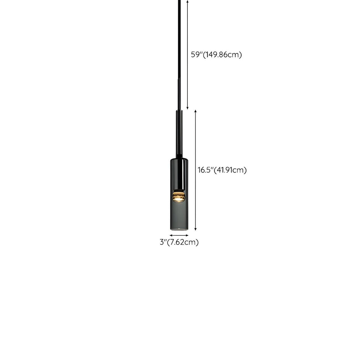 Minimalist Black Crystal Slim Cylinder Bedroom Pendant Light 