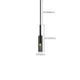 Minimalist Black Crystal Slim Cylinder Bedroom Pendant Light #size