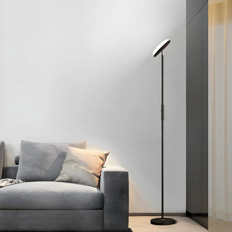 Minimalist Black Disc Adjustable Metal Floor Lamp Image - 1