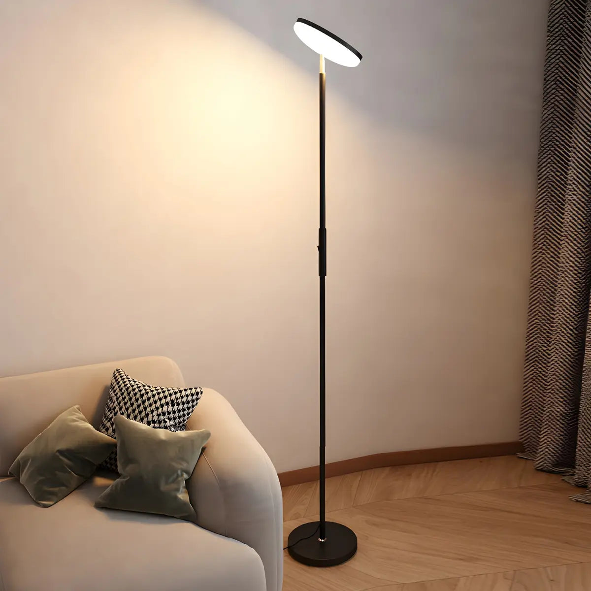 Minimalist Black Disc Adjustable Metal Floor Lamp Image - 15