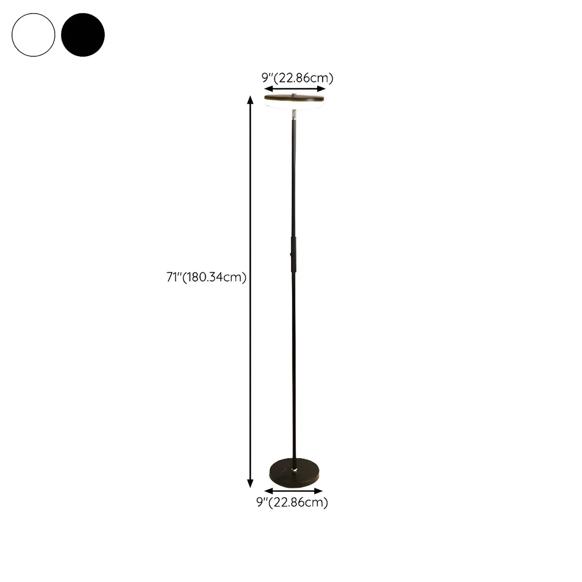 Minimalist Black Disc Adjustable Metal Floor Lamp Image - 19