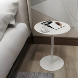 Minimalist Black Finish Round Metal Pedestal Side Table Image - 16