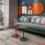 Minimalist Black Finish Round Metal Pedestal Side Table Image - 18