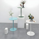 Minimalist Black Finish Round Metal Pedestal Side Table Image - 19