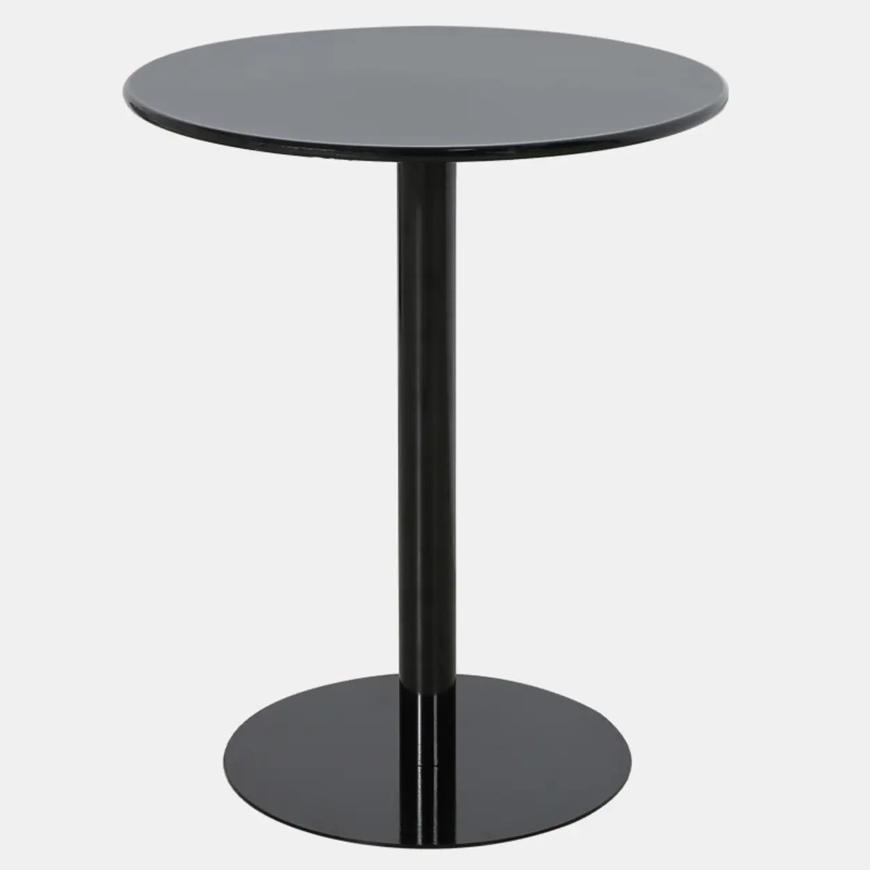 Minimalist Black Finish Round Metal Pedestal Side Table Image - 2