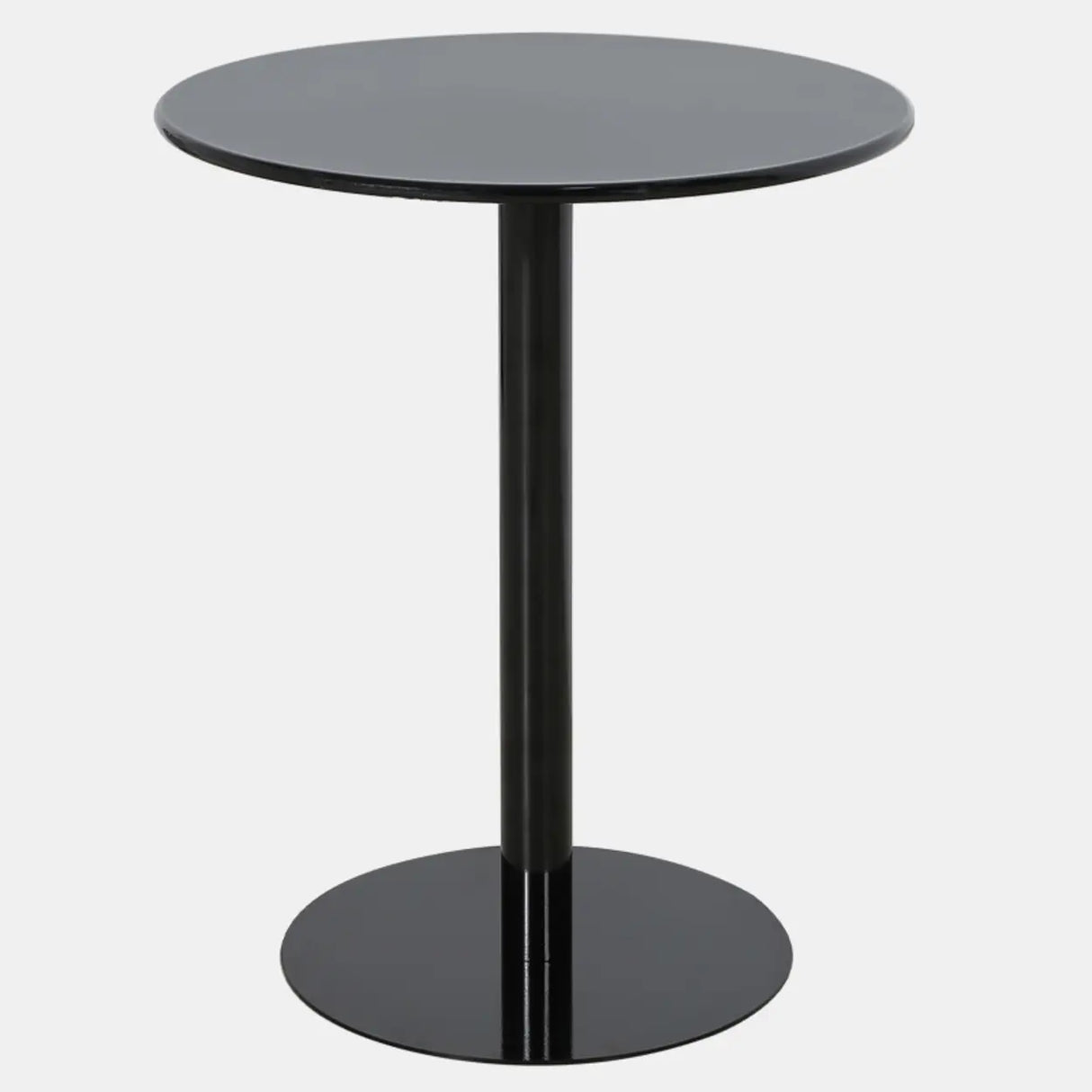 Minimalist Black Finish Round Metal Pedestal Side Table Image - 2