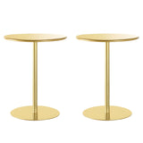 Minimalist Black Finish Round Metal Pedestal Side Table Image - 20