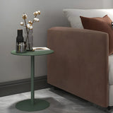 Minimalist Black Finish Round Metal Pedestal Side Table Image - 23