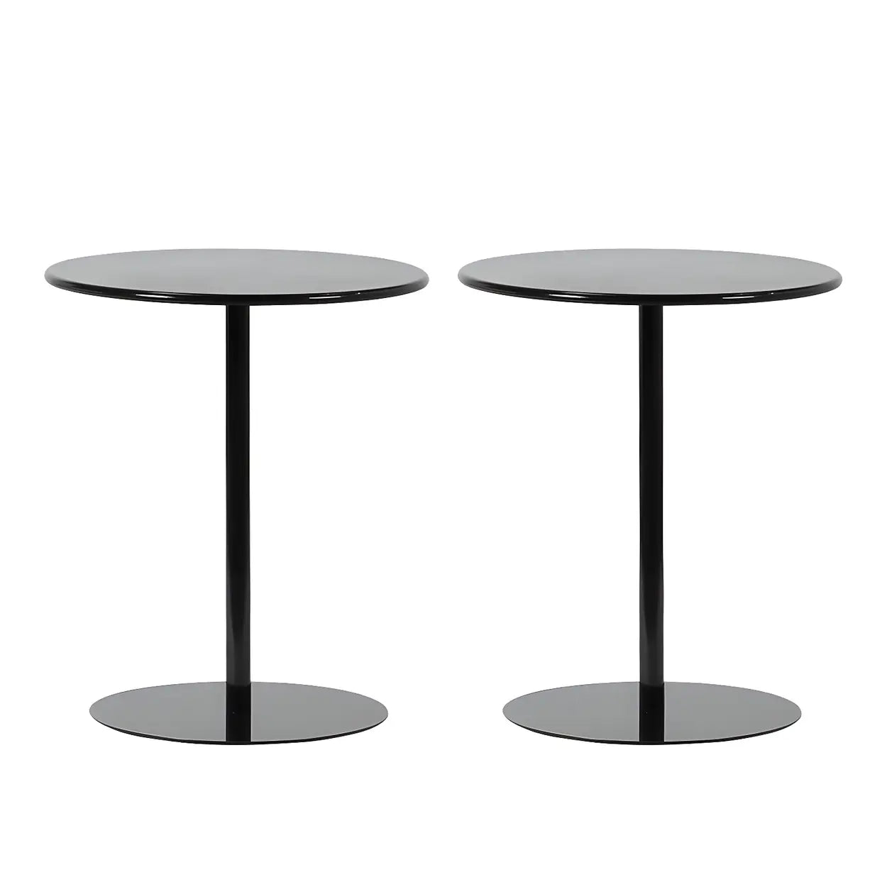 Minimalist Black Finish Round Metal Pedestal Side Table Image - 25