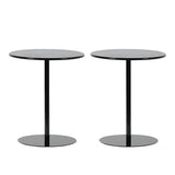 Minimalist Black Finish Round Metal Pedestal Side Table Image - 25