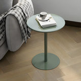 Minimalist Black Finish Round Metal Pedestal Side Table Image - 7