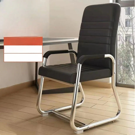 Minimalist Black Fixed Arms Ergonomic Medium Office Chair Image - 1
