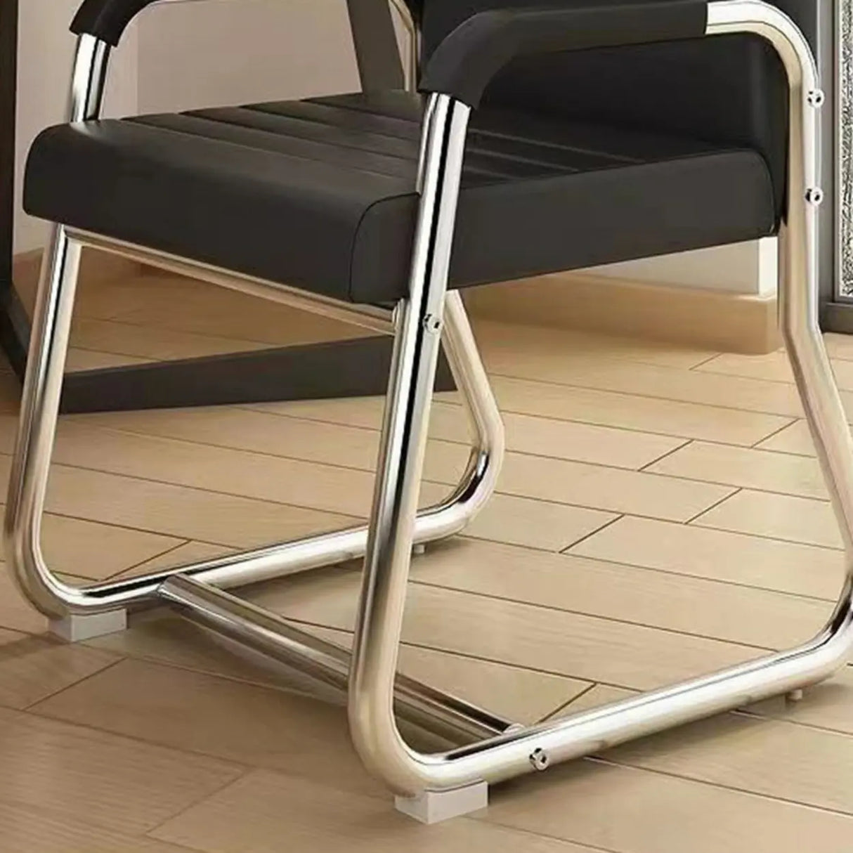 Minimalist Black Fixed Arms Ergonomic Medium Office Chair Image - 11