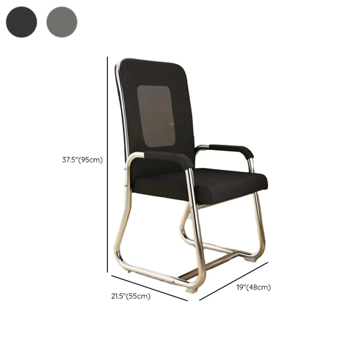 Minimalist Black Fixed Arms Ergonomic Medium Office Chair 