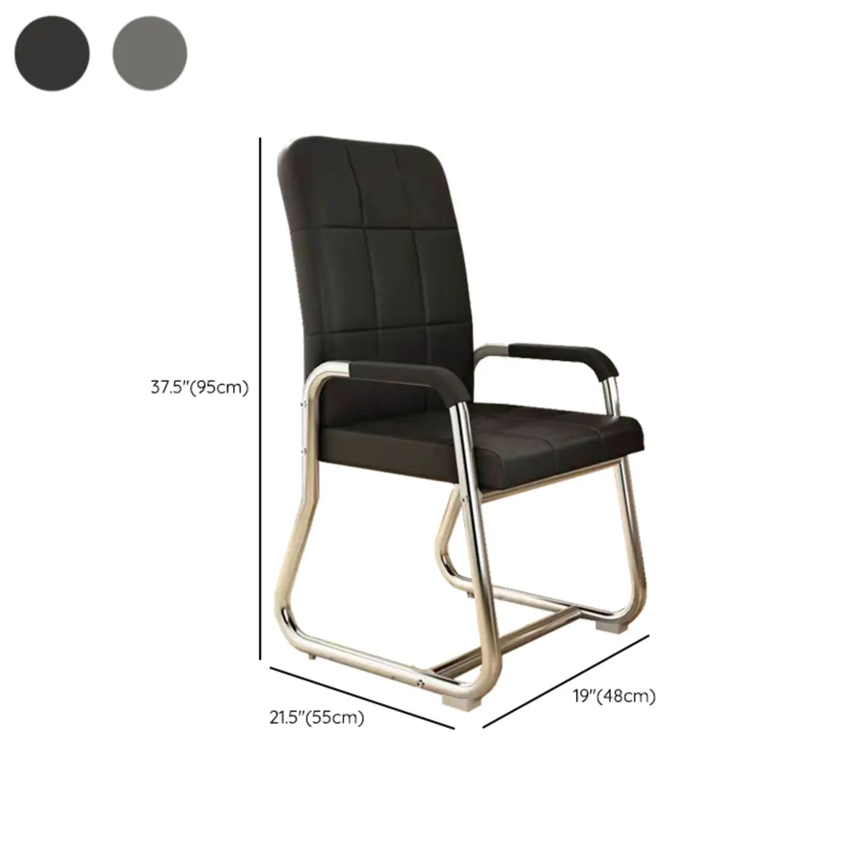 Minimalist Black Fixed Arms Ergonomic Medium Office Chair Image - 26