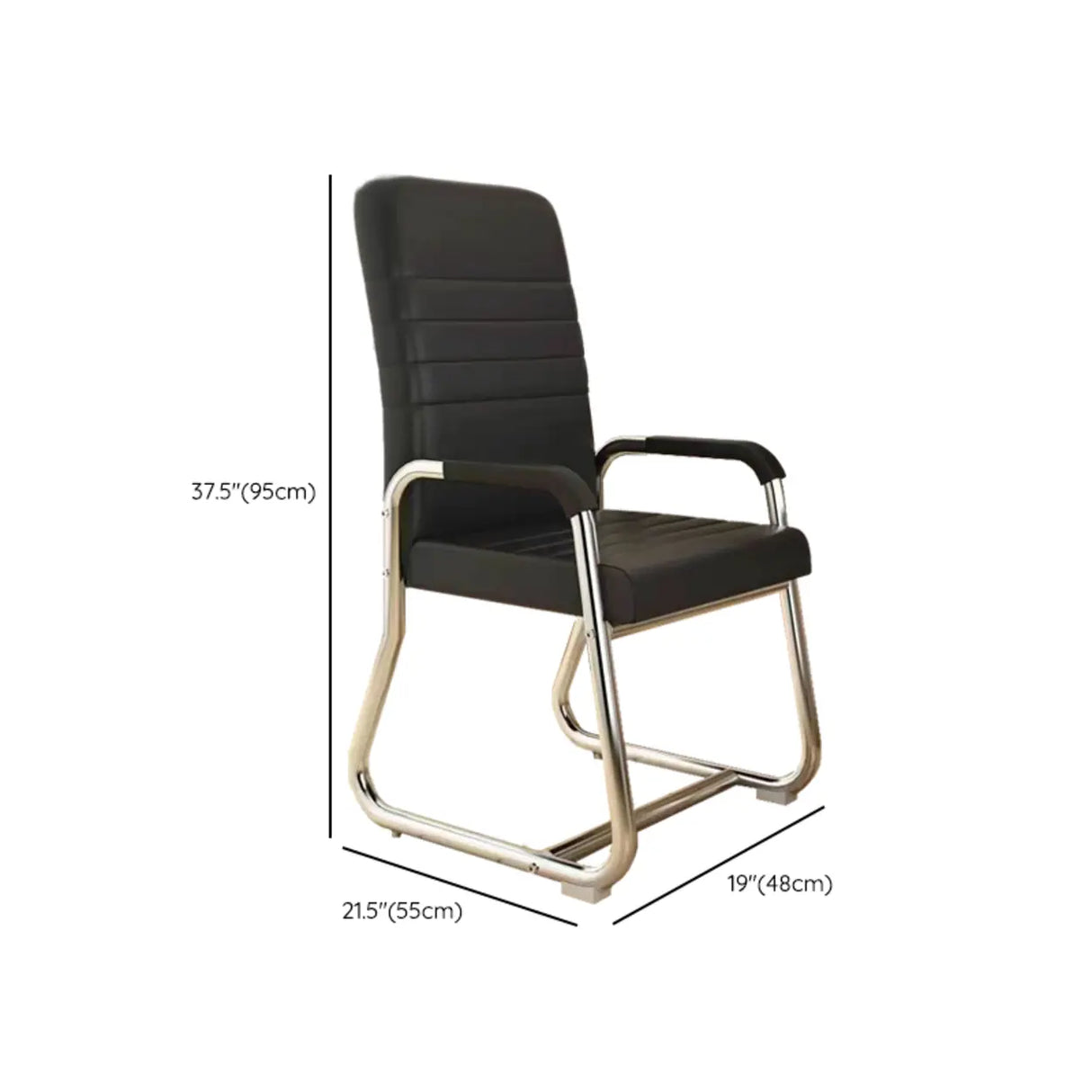 Minimalist Black Fixed Arms Ergonomic Medium Office Chair Image - 27