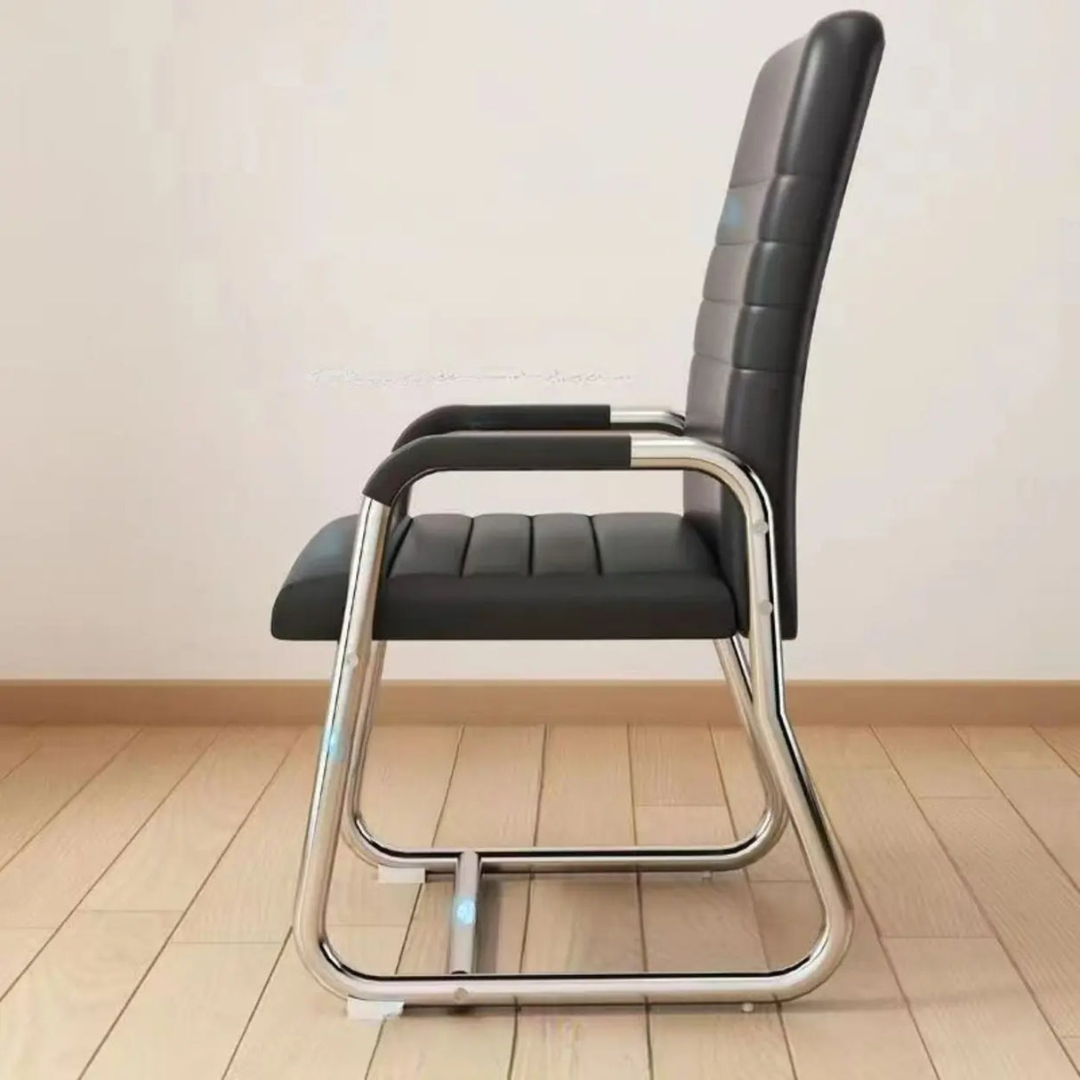 Minimalist Black Fixed Arms Ergonomic Medium Office Chair Image - 4