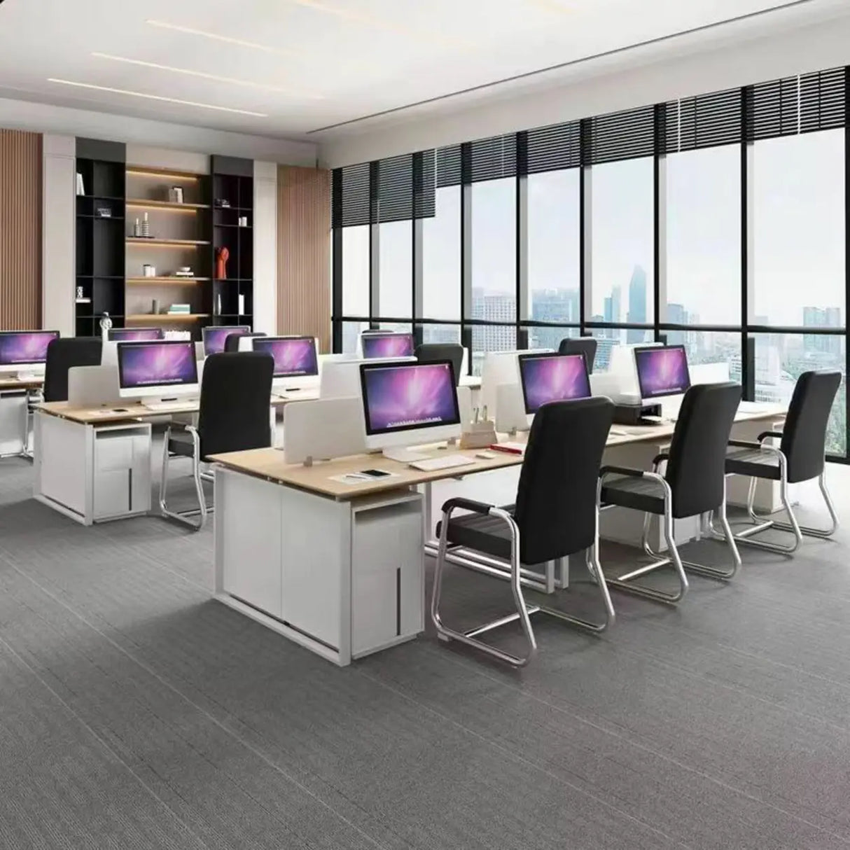 Minimalist Black Fixed Arms Ergonomic Medium Office Chair Image - 5