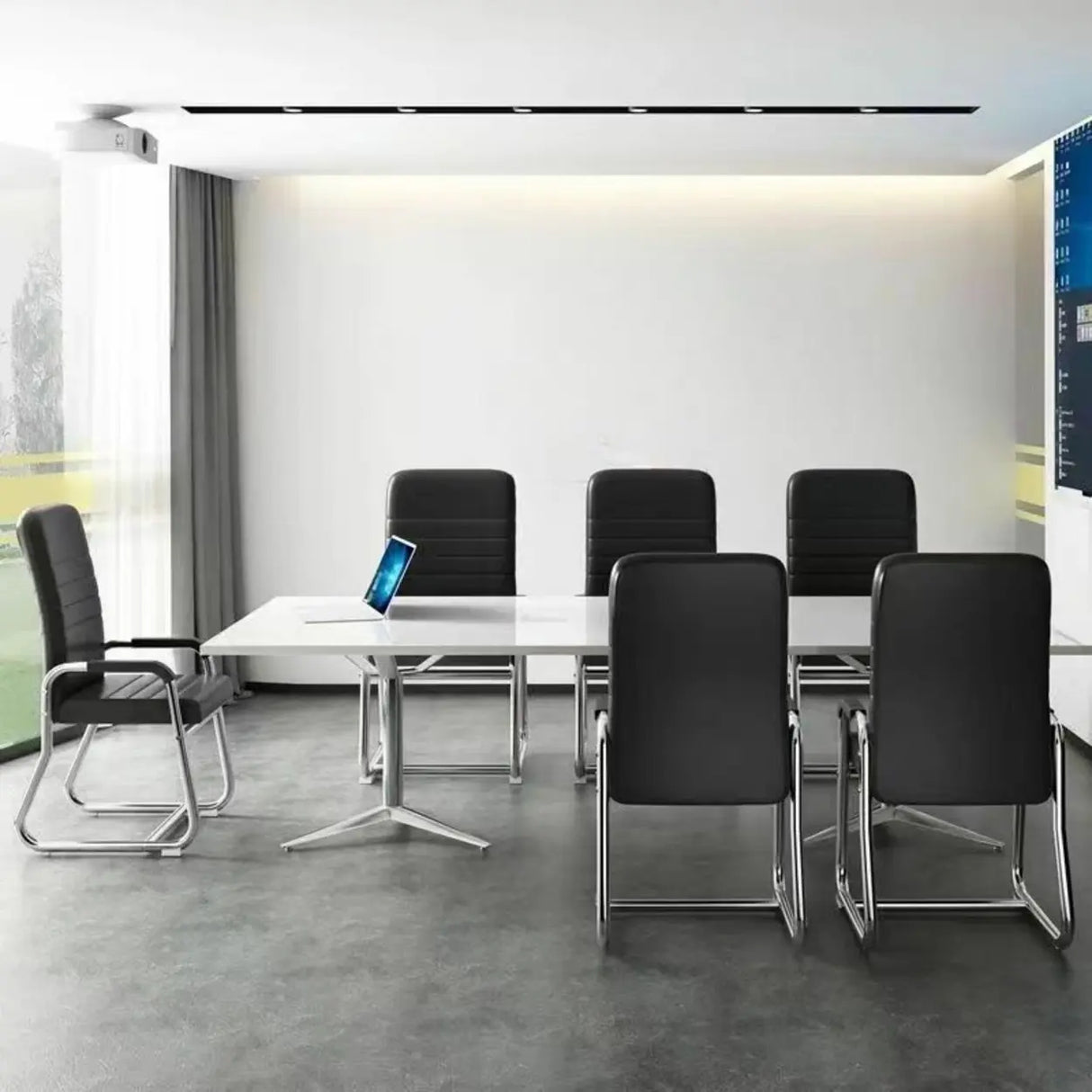 Minimalist Black Fixed Arms Ergonomic Medium Office Chair Image - 8