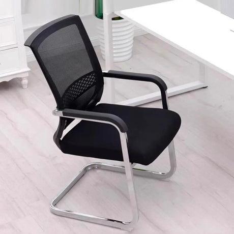 Minimalist Black Fixed Arms Ergonomic Mesh Office Chair Image - 1