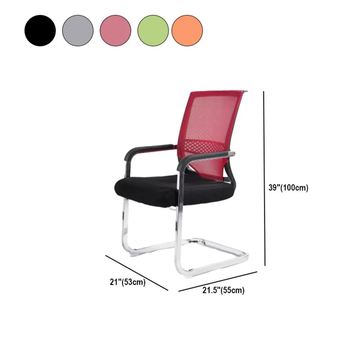 Minimalist Black Fixed Arms Ergonomic Mesh Office Chair 