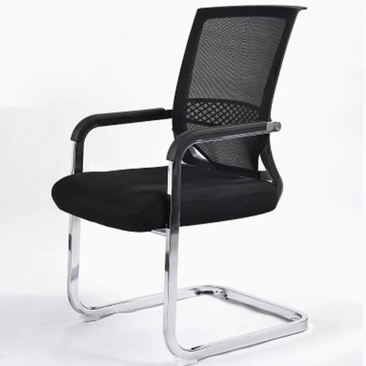 Minimalist Black Fixed Arms Ergonomic Mesh Office Chair Image - 2