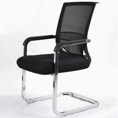 Minimalist Black Fixed Arms Ergonomic Mesh Office Chair Image - 2
