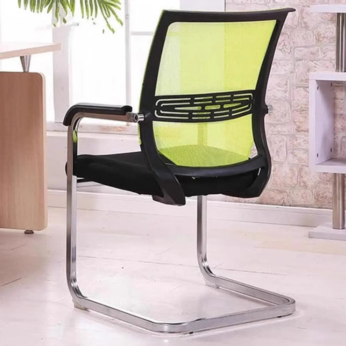 Minimalist Black Fixed Arms Ergonomic Mesh Office Chair Image - 4