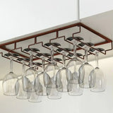 Minimalist Black Hanging Metal Wine Rack Stemware Holder Image - 19