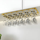 Minimalist Black Hanging Metal Wine Rack Stemware Holder Image - 27