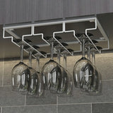 Minimalist Black Hanging Metal Wine Rack Stemware Holder Image - 2