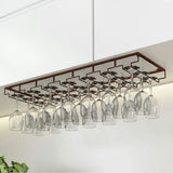 Minimalist Black Hanging Metal Wine Rack Stemware Holder Image - 6