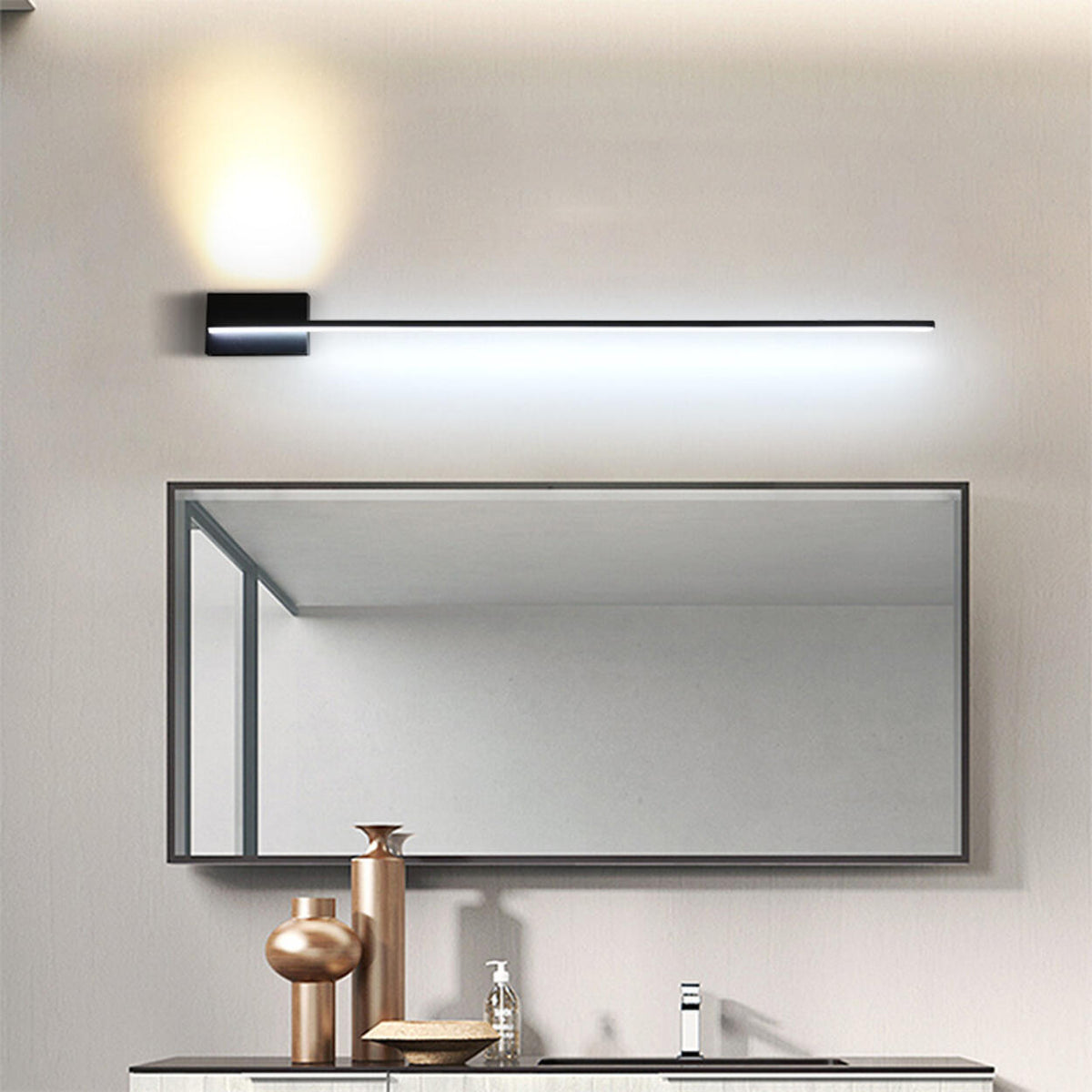Minimalist Black Linear LED Up Down Vanity Light – Homebaa