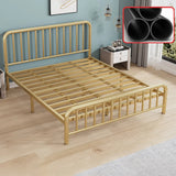Minimalist Black Queen Metal Slat Bed with Headboard Image - 3