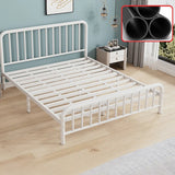 Minimalist Black Queen Metal Slat Bed with Headboard Image - 5