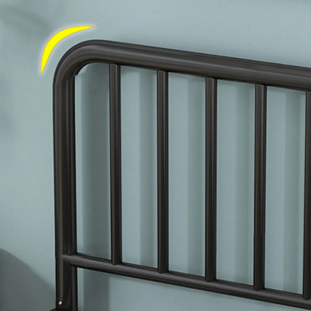 Minimalist Black Queen Metal Slat Bed with Headboard Image - 6