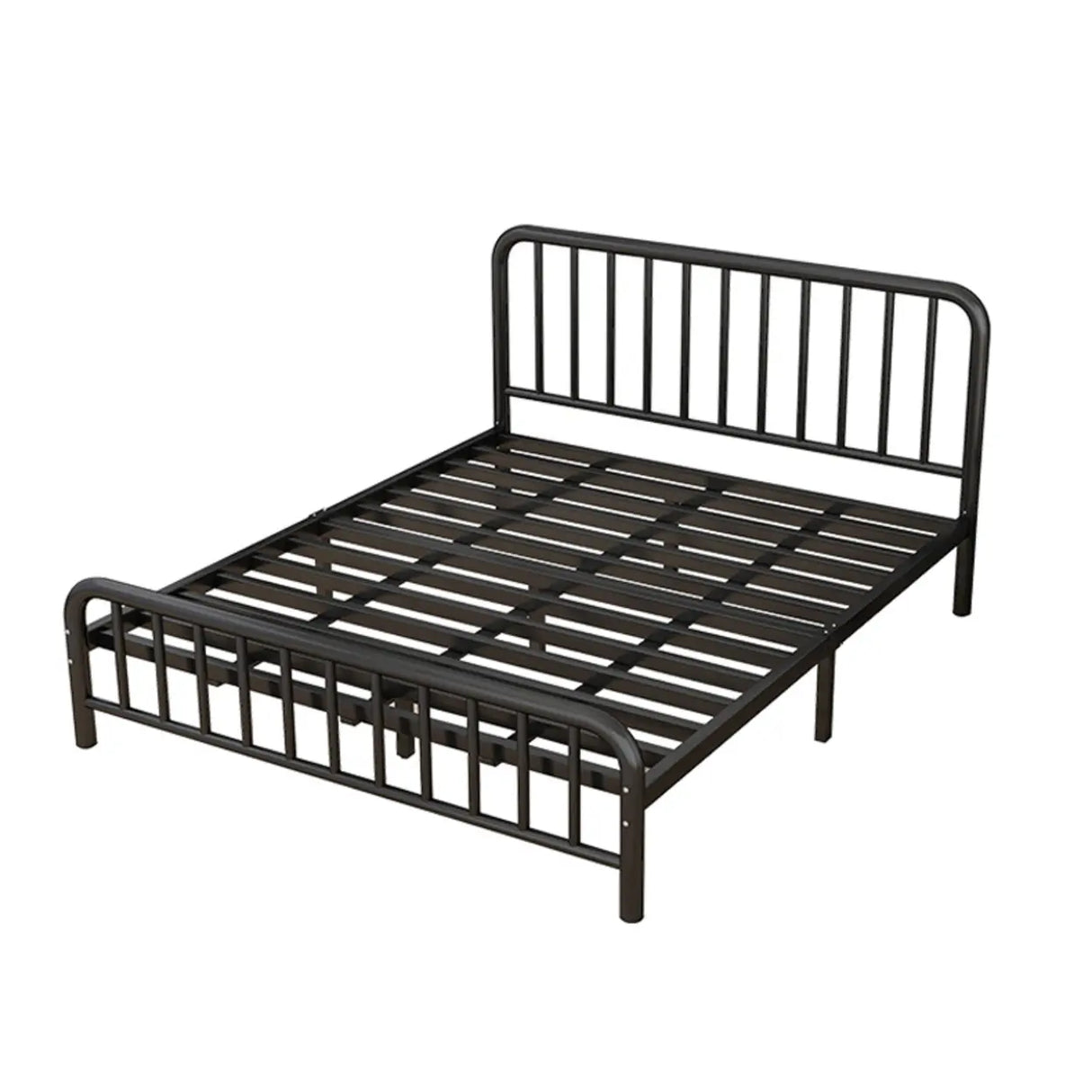 Minimalist Black Queen Metal Slat Bed with Headboard Image - 7