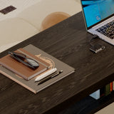 Minimalist Black Rectangular Wood Bar Table with Shelf Image - 6