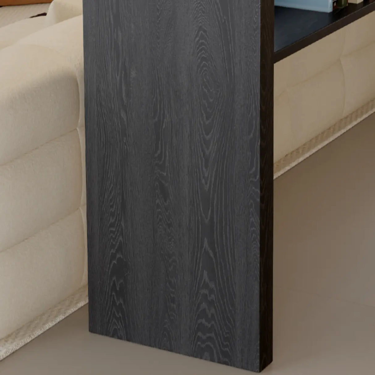 Minimalist Black Rectangular Wood Bar Table with Shelf Image - 8